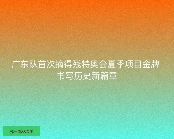 广东队首次摘得残特奥会夏季项目金牌 书写历史新篇章